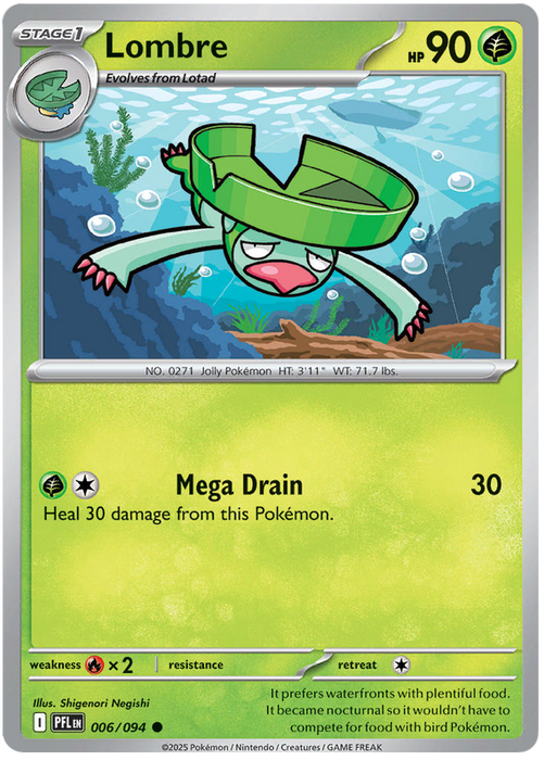 Lombre 006/094 Common Pokemon Card (Mega Evolution Phantasmal Flames)