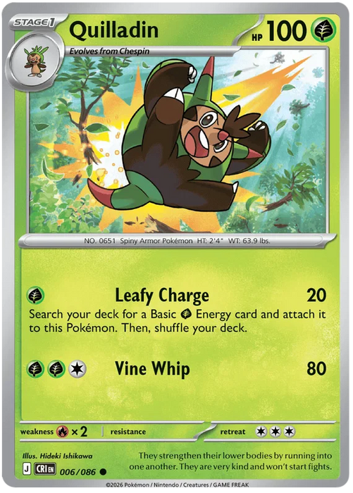 Quilladin 006/086 Common Pokemon Card (Mega Evolution Chaos Rising)