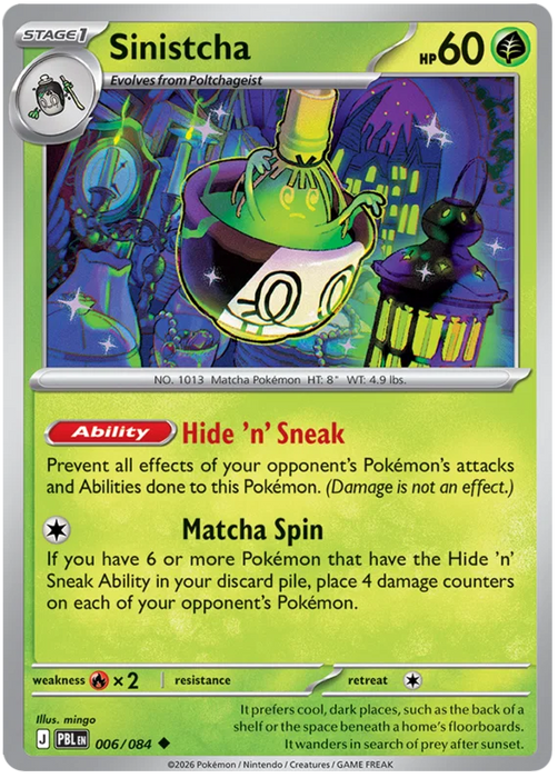 Sinistcha 006/084 Uncommon Pokemon Card (Mega Evolution Pitch Black)