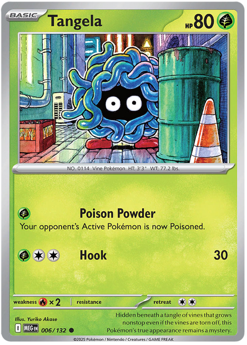 Tangela 006/132 Common Pokemon Card (Mega Evolution Base Set ME01)