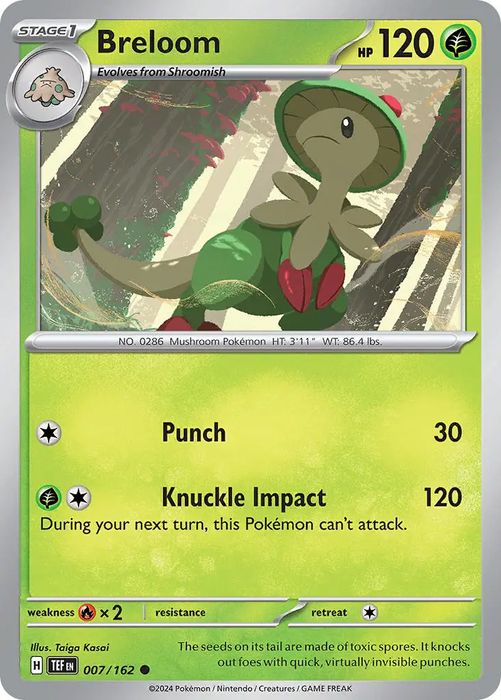 Breloom 007/162 Common Pokemon Card (SV Temporal Forces)