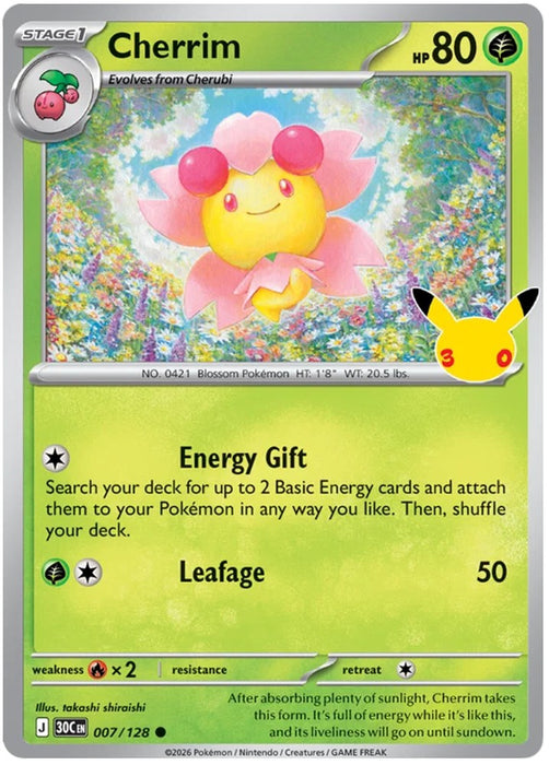 Cherrim 007/128 Common Pokemon Card (30th Anniversary Collection)