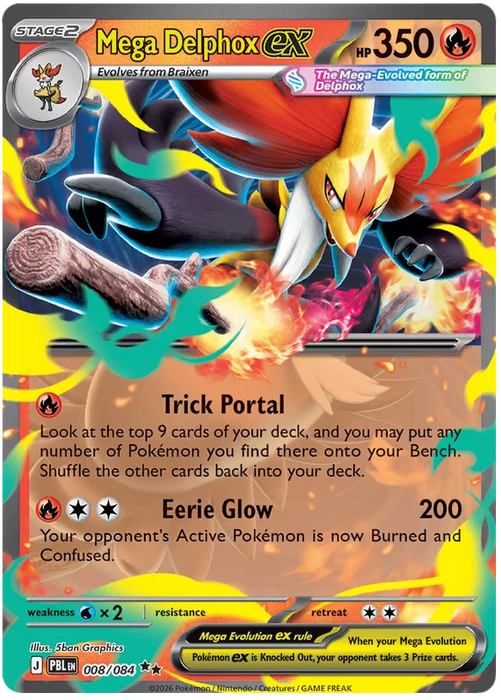 Mega Delphox ex 008/084 Double Rare Pokemon Card (Mega Evolution Pitch Black)