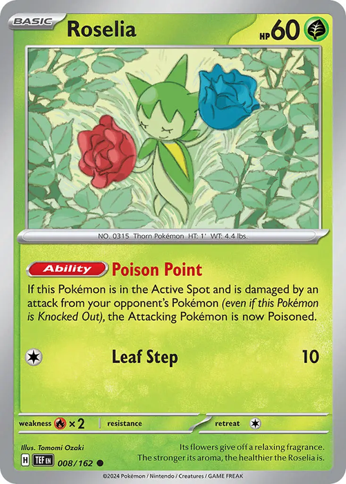 Roselia 008/162 Common Pokemon Card (SV Temporal Forces)