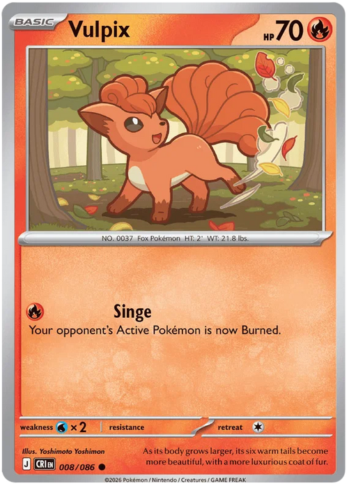 Vulpix 008/086 Common Pokemon Card (Mega Evolution Chaos Rising)