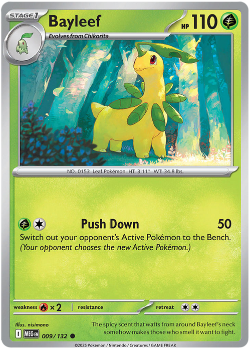 Bayleef 009/132 Common Pokemon Card (Mega Evolution Base Set ME01)