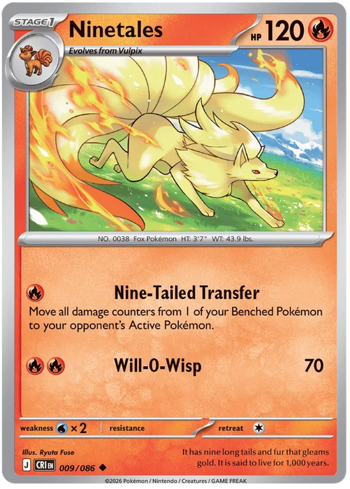 Ninetales 009/086 Uncommon Pokemon Card (Mega Evolution Chaos Rising)