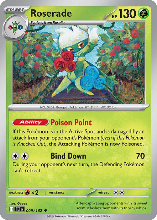 Roserade 009/162 Uncommon Pokemon Card (SV Temporal Forces)