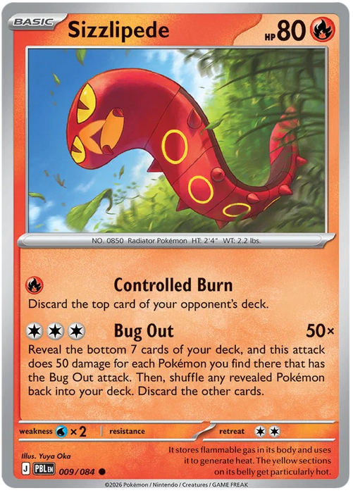 Sizzlipede 009/084 Common Pokemon Card (Mega Evolution Pitch Black)