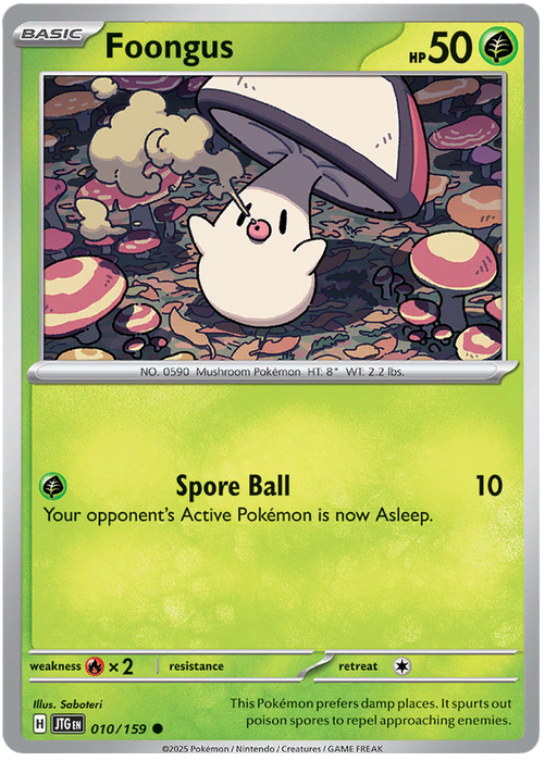 Foongus 010/159 Common Pokemon Card (Scarlet & Violet Journey Together)
