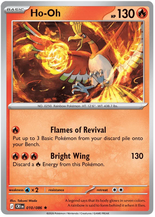 Ho-Oh 010/086 Rare Pokemon Card (Mega Evolution Chaos Rising)