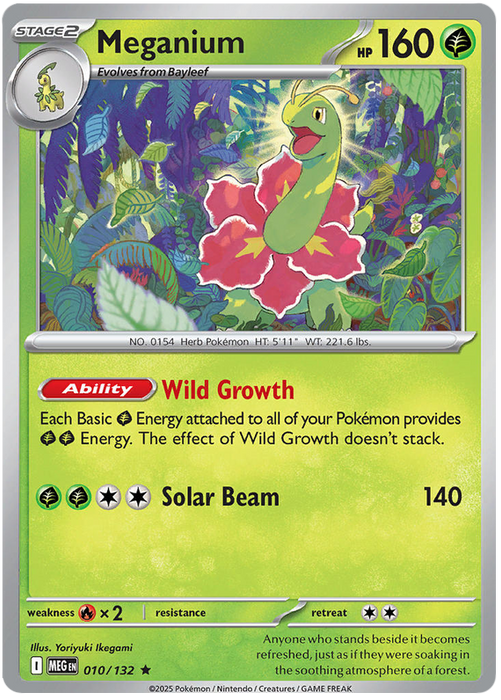 Meganium 010/132 Rare Pokemon Card (Mega Evolution Base Set ME01)