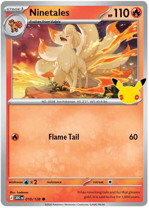 Ninetales 010/128 Common Pokemon Card (30th Anniversary Collection)