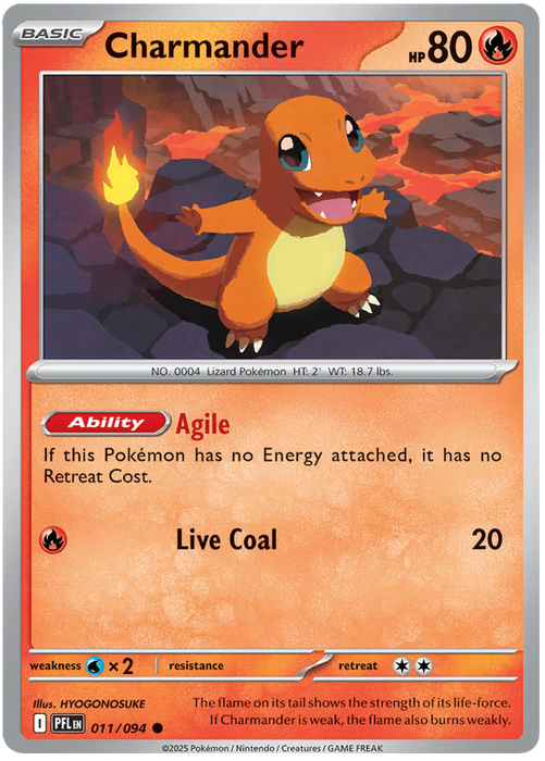 Charmander 011/094 Common Pokemon Card (Mega Evolution Phantasmal Flames)