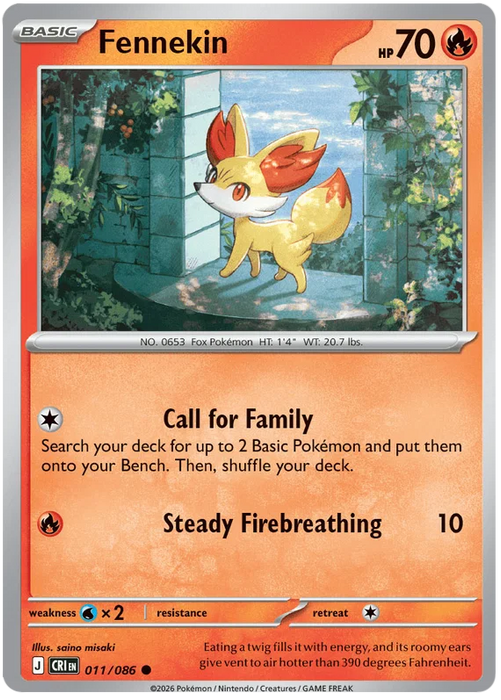 Fennekin 011/086 Common Pokemon Card (Mega Evolution Chaos Rising)