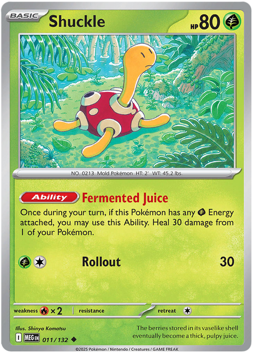 Shuckle 011/132 Uncommon Pokemon Card (Mega Evolution Base Set ME01)
