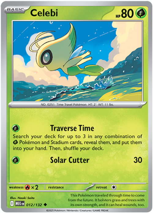 Celebi 012/132 Uncommon Pokemon Card (Mega Evolution Base Set ME01)