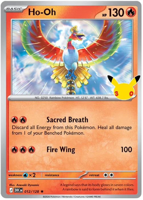 Ho-Oh 012/128 Rare Pokemon Card (30th Anniversary Collection)
