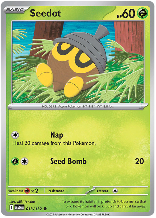 Seedot 013/132 Common Pokemon Card (Mega Evolution Base Set ME01)