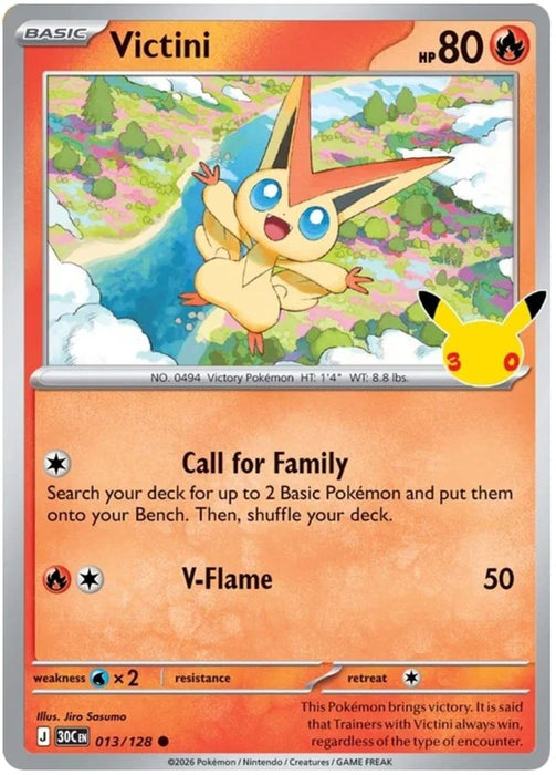 Victini 013/128 Common Pokemon Card (30th Anniversary Collection)