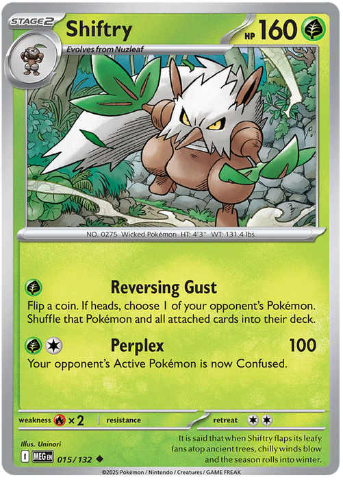 Shiftry 015/132 Uncommon Pokemon Card (Mega Evolution Base Set ME01)