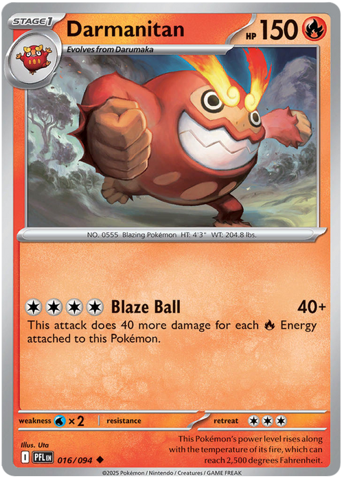Darmanitan 016/094 Uncommon Pokemon Card (Mega Evolution Phantasmal Flames)