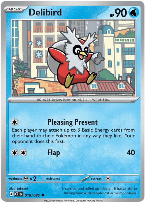 Delibird 018/086 Uncommon Pokemon Card (Mega Evolution Chaos Rising)