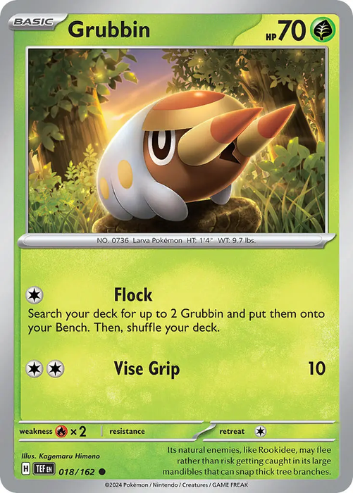 Grubbin 018/162 Common Reverse Holo Pokemon Card (SV Temporal Forces)