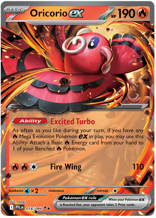Oricorio ex 018/094 Double Rare Pokemon Card (Mega Evolution Phantasmal Flames)