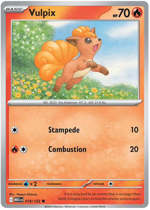 Vulpix 019/132 Common Pokemon Card (Mega Evolution Base Set ME01)