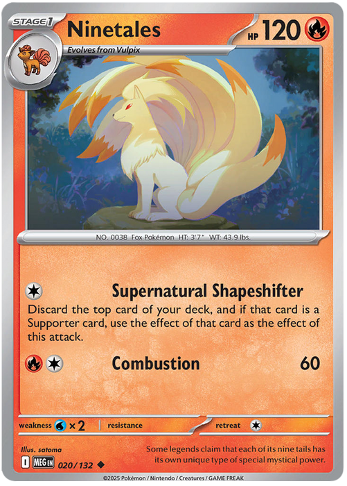 Ninetales 020/132 Uncommon Pokemon Card (Mega Evolution Base Set ME01)