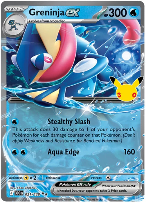 Greninja ex 021/128 Double Rare Pokemon Card (30th Anniversary Collection)