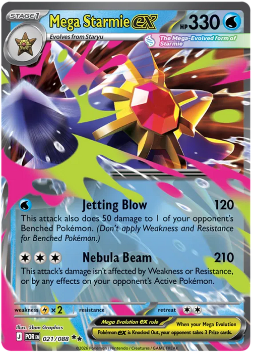 Mega Starmie ex 021/088 Double Rare Pokemon Card (Mega Evolution Perfect Order)