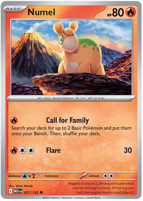 Numel 021/132 Common Pokemon Card (Mega Evolution Base Set ME01)