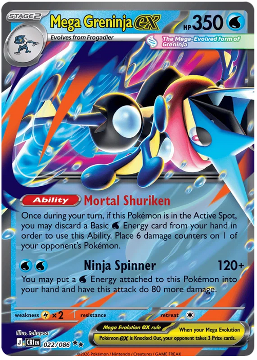 Mega Greninja ex 022/086 Double Rare Pokemon Card (Mega Evolution Chaos Rising)