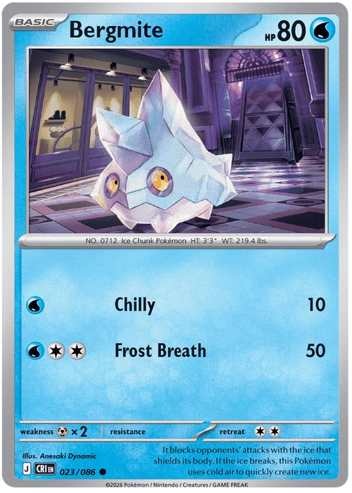 Bergmite 023/086 Common Pokemon Card (Mega Evolution Chaos Rising)
