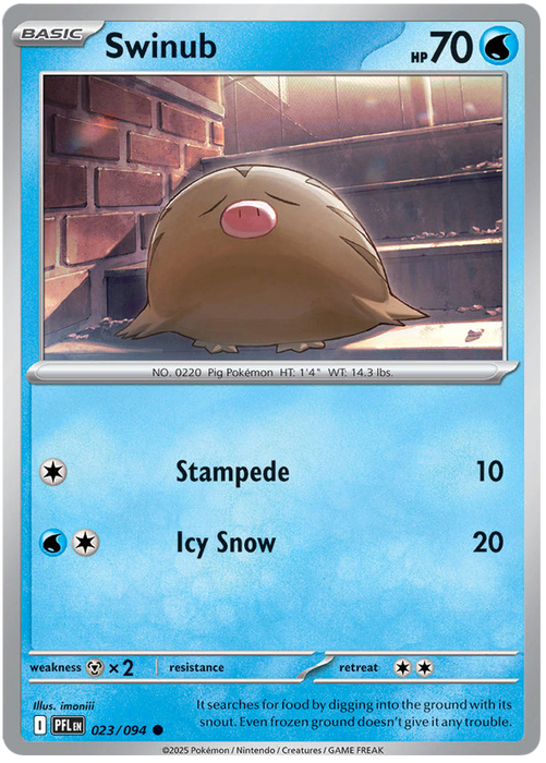 Swinub 023/094 Common Pokemon Card (Mega Evolution Phantasmal Flames)