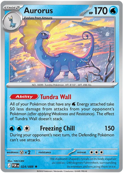 Aurorus 024/088 Rare Pokemon Card (Mega Evolution Perfect Order)
