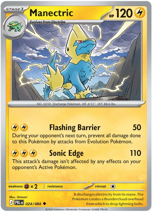 Manectric 024/084 Uncommon Pokemon Card (Mega Evolution Pitch Black)