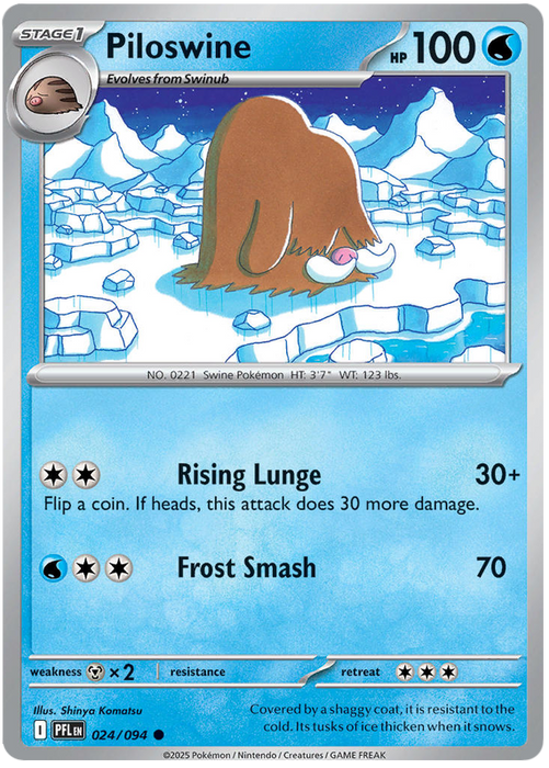 Piloswine 024/094 Common Pokemon Card (Mega Evolution Phantasmal Flames)
