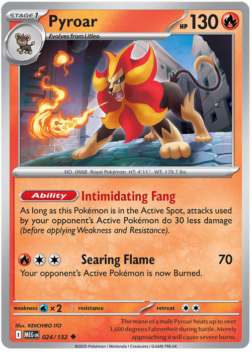 Pyroar 024/132 Uncommon Pokemon Card (Mega Evolution Base Set ME01)