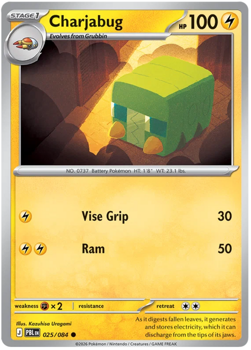Charjabug 025/084 Common Pokemon Card (Mega Evolution Pitch Black)
