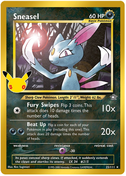 Sneasel 005/030 Rare Pokemon Card (30th Anniversary Classic Collection)