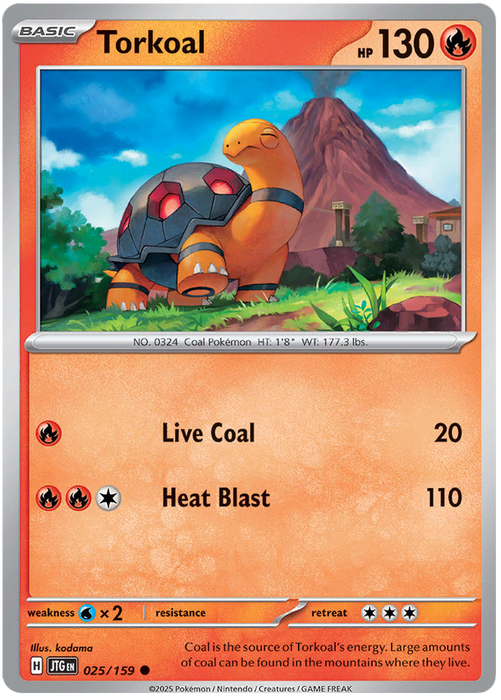 Torkoal 025/159 Common Pokemon Card (Scarlet & Violet Journey Together)