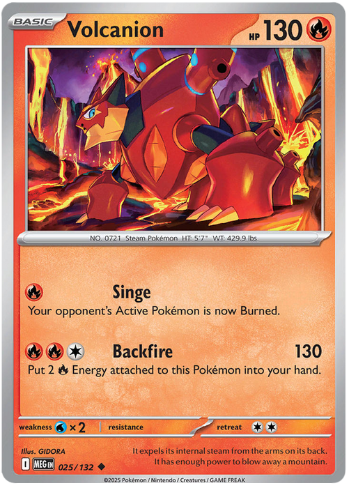 Volcanion 025/132 Uncommon Pokemon Card (Mega Evolution Base Set ME01)