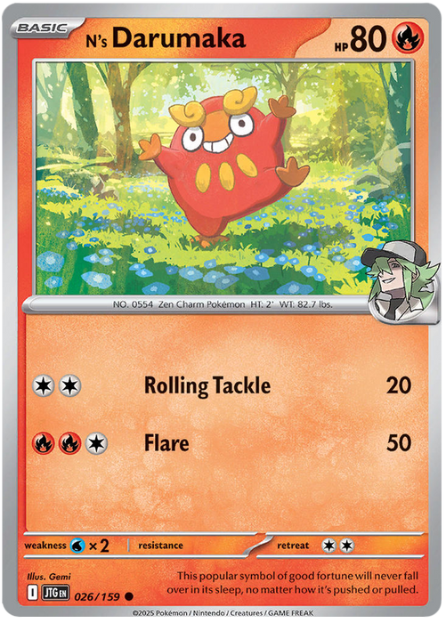 N's Darumaka 026/159 Common Pokemon Card (Scarlet & Violet Journey Together)