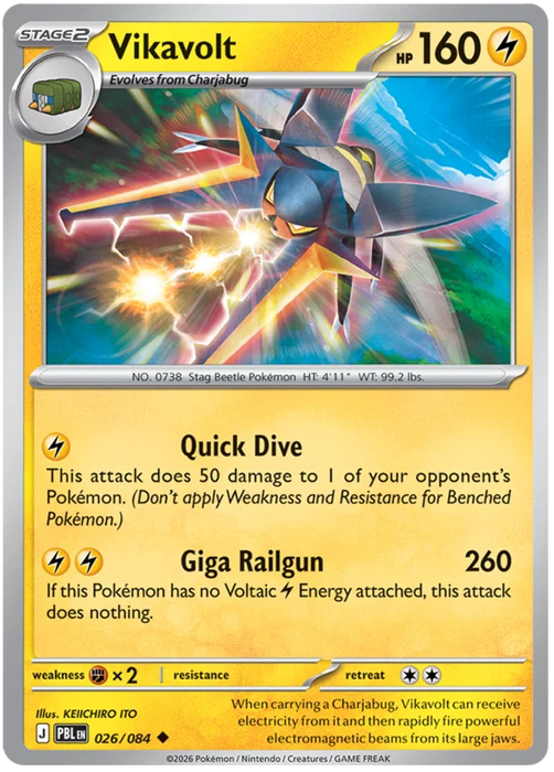 Vikavolt 026/084 Uncommon Pokemon Card (Mega Evolution Pitch Black)