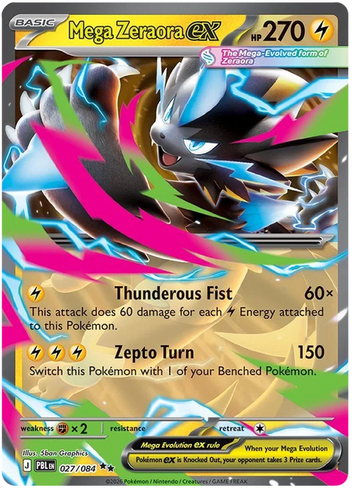Mega Zeraora ex 027/084 Double Rare Pokemon Card (Mega Evolution Pitch Black)