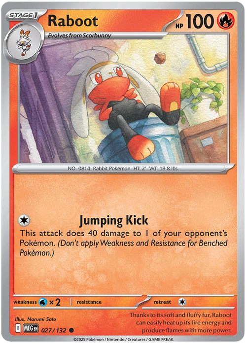 Raboot 027/132 Common Pokemon Card (Mega Evolution Base Set ME01)