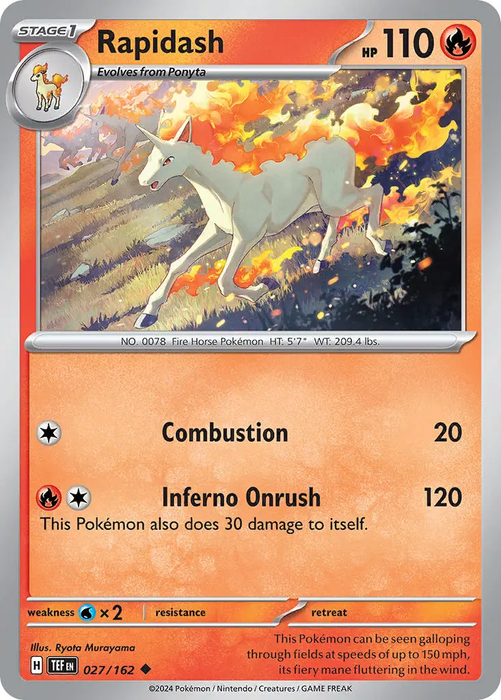 Rapidash 027/162 Uncommon Reverse Holo Pokemon Card (SV Temporal Forces)